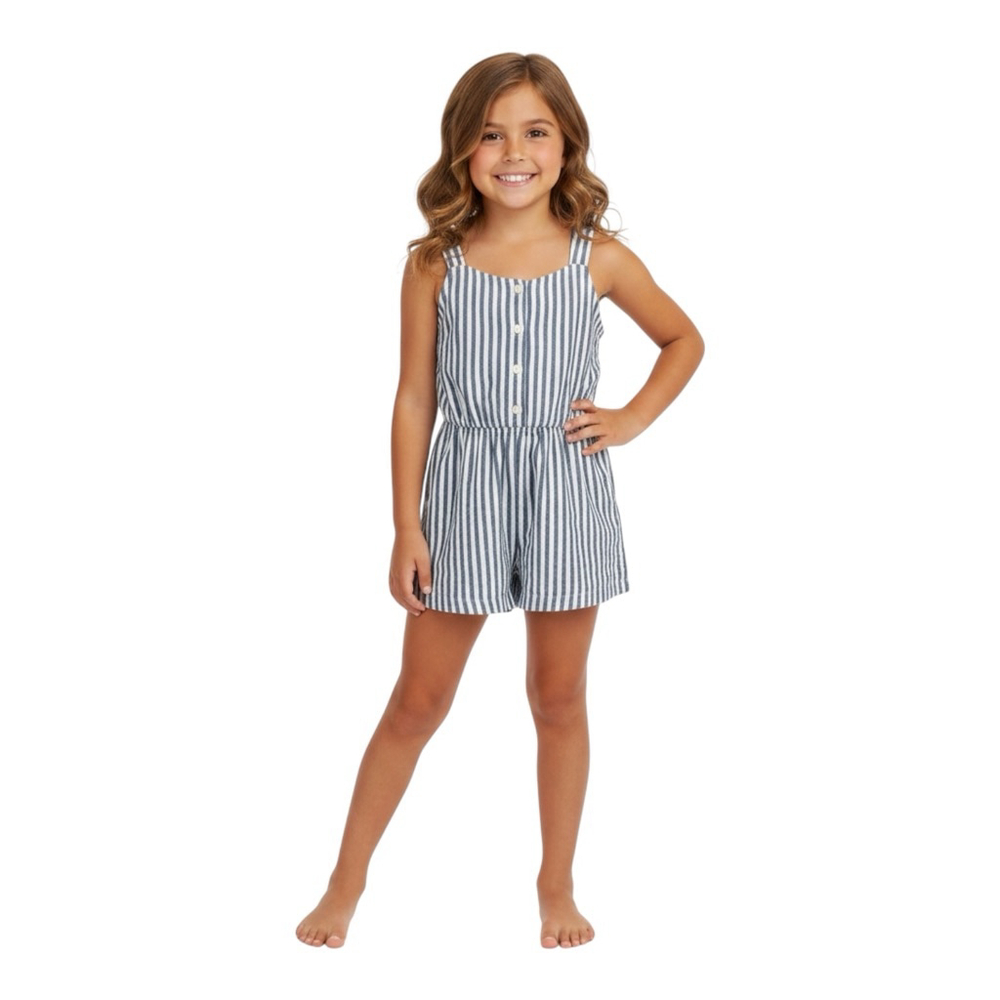 Old Navy Blue White Stripe Romper Girls Size M 8 Summer One-Piece